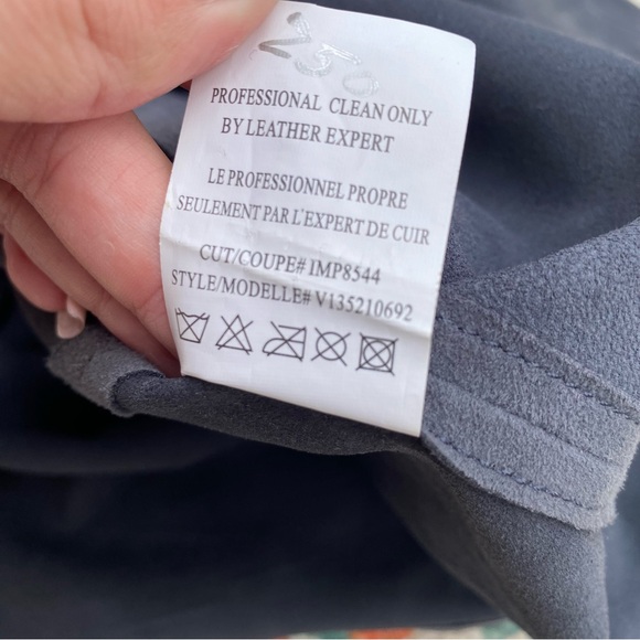 Vince Suede Leather Short Sleeve Top Blouse Gray Size Small - Picture 7 of 8